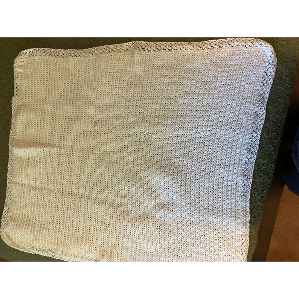 Vintage White Handmade Afghan CROCHET Blanket 31" x 35"